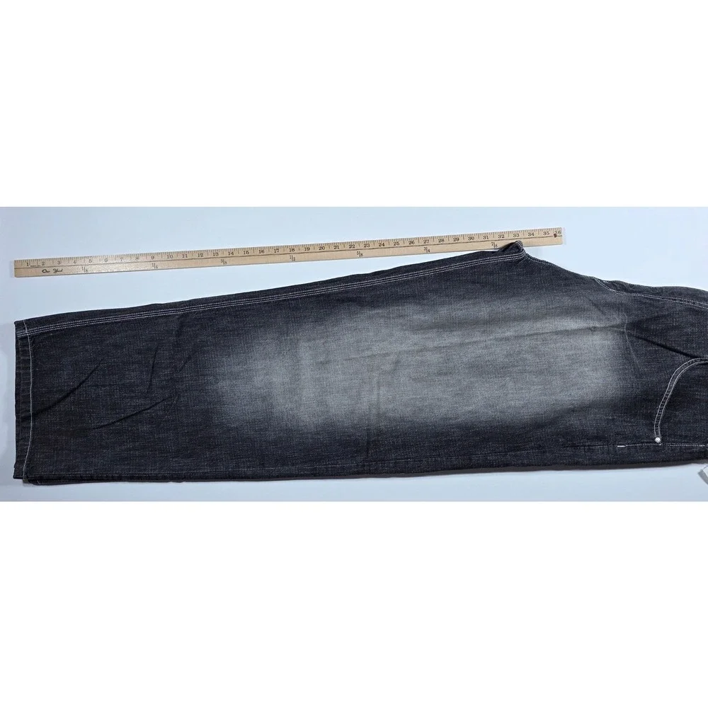 Respect Denim Co Mens 40x34 Wide Leg Baggy Jeans Dark Wash Fade Y2K Streetwear